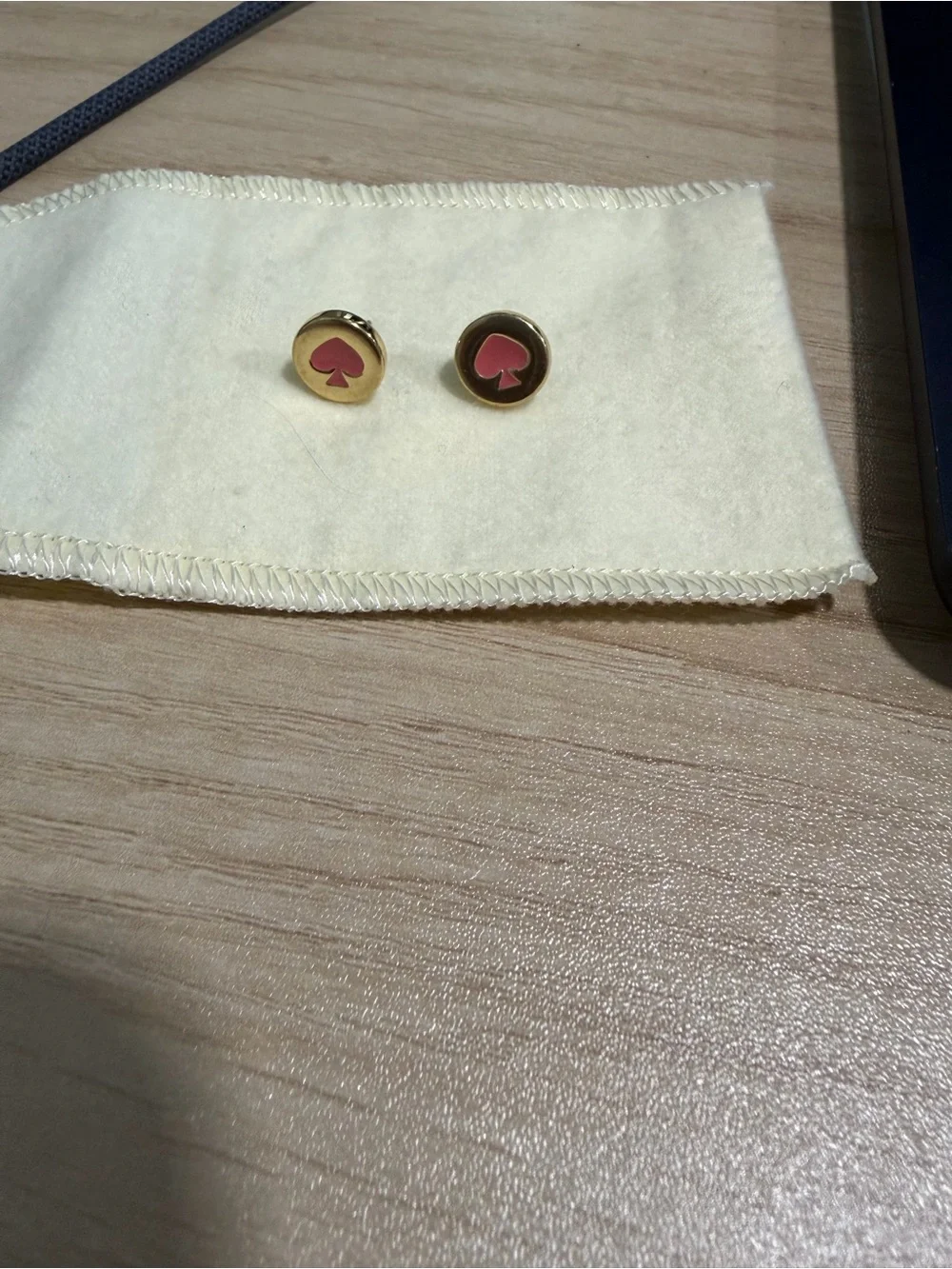 Gold Circular Stud Earrings with Pink Enamel Accent Kate spade